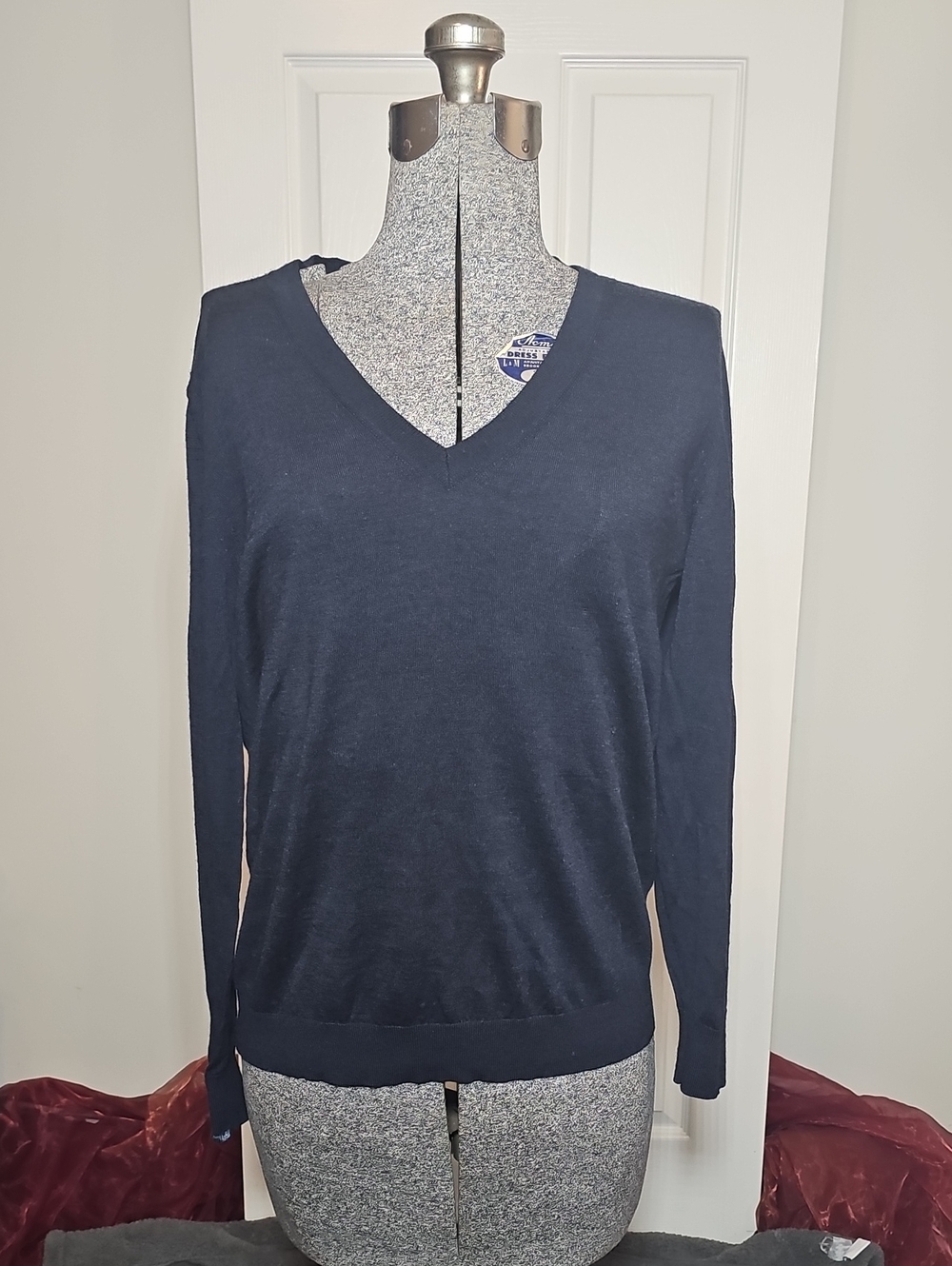 Banana Republic Blue Merino Wool V-Neck Sweater Size L